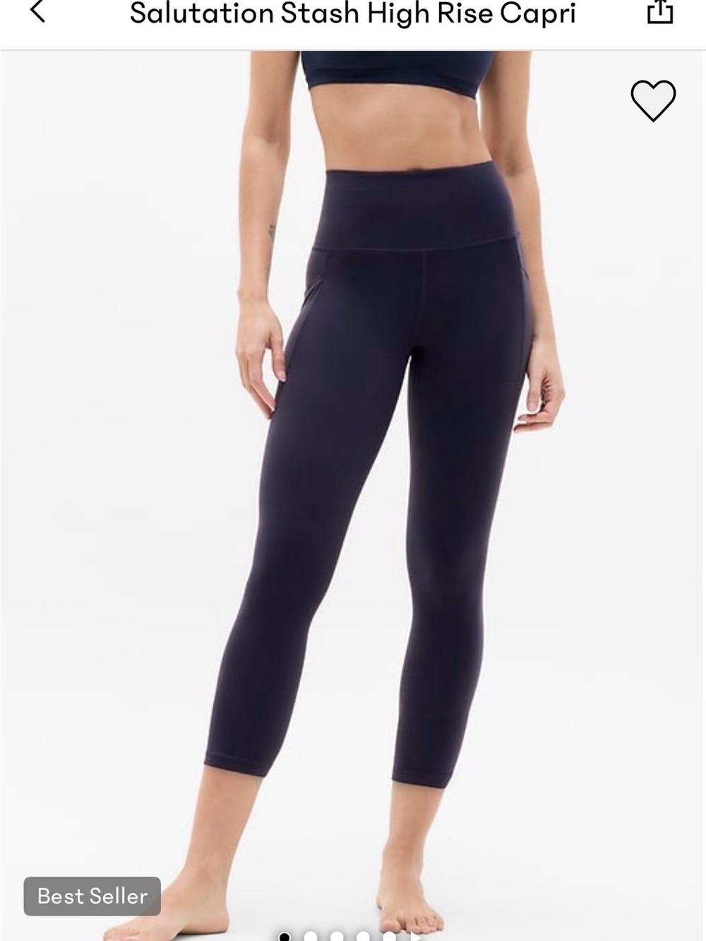 Athleta high rise salutation stash 
Black Capri Leggings with Pockets
